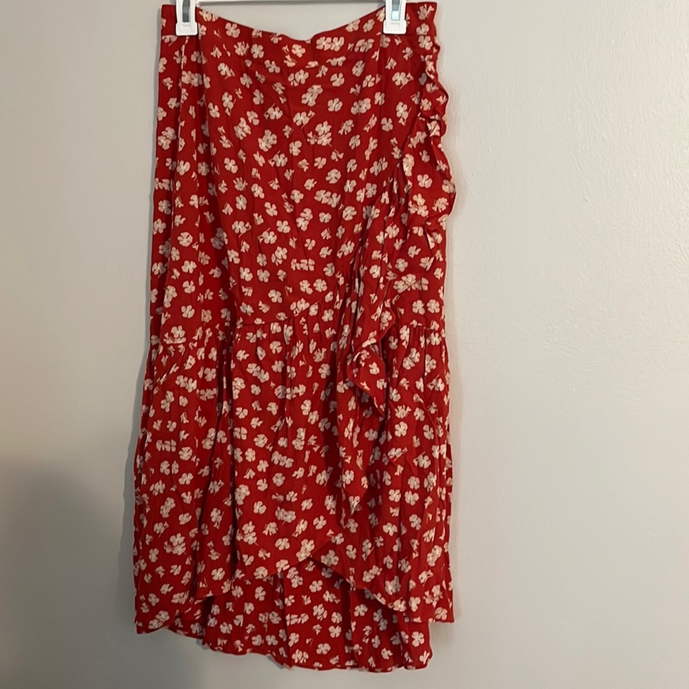 Madewell Red Floral Skirt Size 10